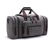 Duffle Bag for Travel,Overnight Weekend Gym Carry On Luggage Bag, 50L Travel Bag for Men Women, Expandable Spacious Travel Duffel Bag,Expandable spacious large capacity, Waterproof canvas (grey)