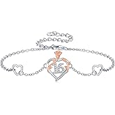 15th/16th/18th/50th/60th/80th Birthday Gifts for Women Daughter Wife Mom 925 Sterling Silver 18 Year Old Birthday Gifts Heart Rose Flower Adjustable Bracelet Mothers Day Anniversary Christmas Jewelry