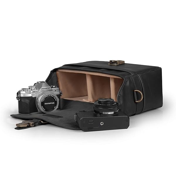 MEGAGEAR LEATHER CAMERA MESSENGER BAG FOR MIRRORLESS, INSTANT AND DSLR CAMERAS