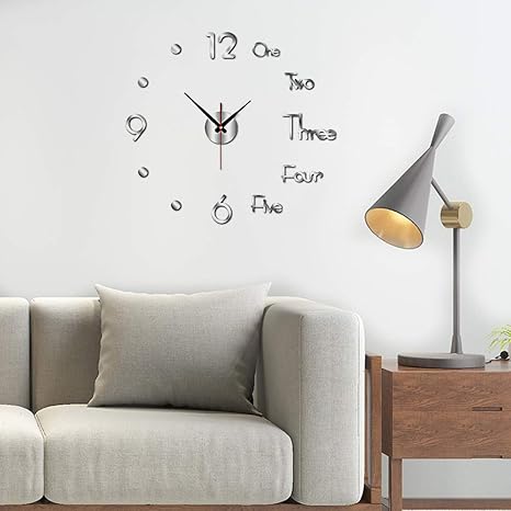 Amazon Co Jp Tropical 壁掛け時計 Diy 手作り ウォールステッカー 掛け時計 インテリア オシャレ 時計 壁掛け 壁時計 掛け時計 おしゃれ ウォールクロック のための リビングルーム ベッドルーム メイン装飾 銀 ホーム キッチン