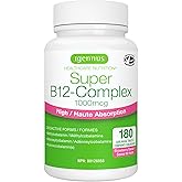 Igennus Sublingual Vitamin B12-Complex 1000mcg, Clean Methylated Methylcobalamin, 180 Servings, 3 High Absorption Forms, Suga
