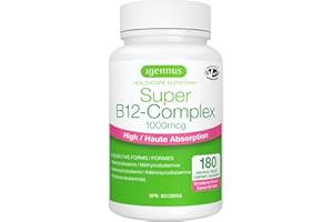 Igennus Sublingual Vitamin B12-Complex 1000mcg, Clean Methylated Methylcobalamin, 180 Servings, 3 High Absorption Forms, Suga