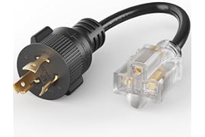 PLUGTUL NEMA L5-20P to NEMA 5-15/20R Adapter Cord 1 FT, Household Twist-Lock Converter Adapter, 20A Male to 15A Female Extension Cord, 12 Gauge, 125V 15A 1875W, SJTW, Black, ETL Listed