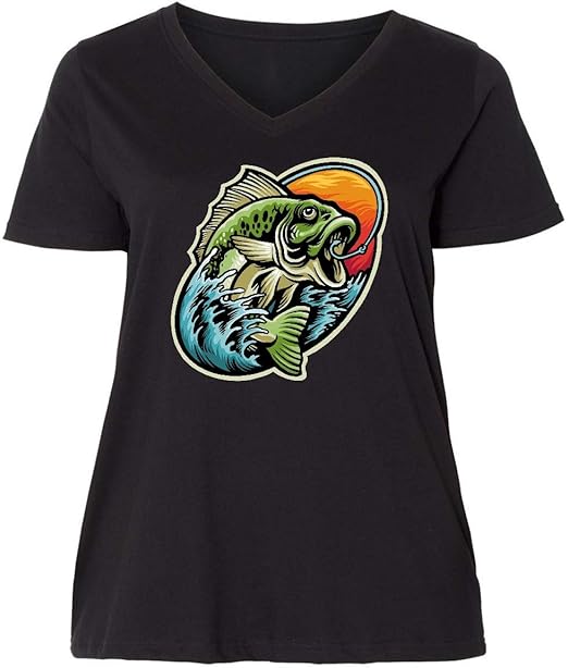 inktastic Fishing Women's Plus Size VNeck Clothing
