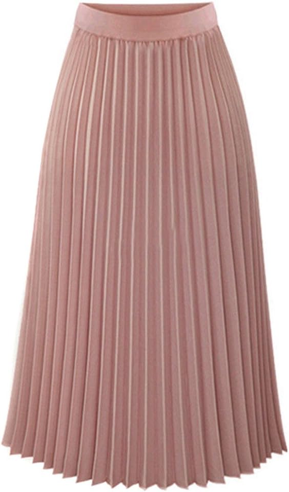 Women Office Skirt Pleated Elastic Waist Long Skirts Dress Stretchy Midi Bodycon Shirts A Line Maxi Skirt