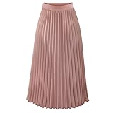 NREALY Skirt Womens Solid Pleated Elegant Midi