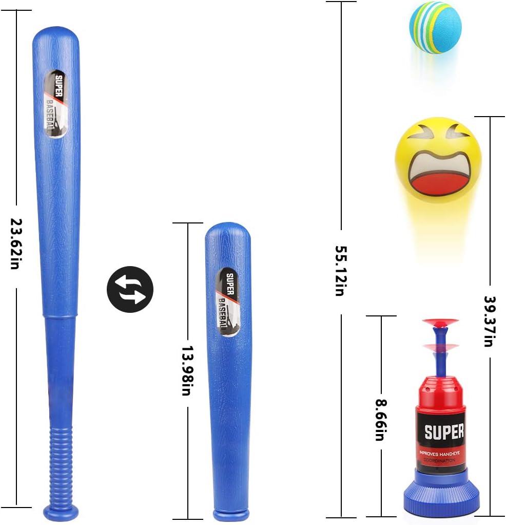 Lydaz Tee Ball Set, Automatic Baseball Launcher with 5 Soft Balls and Stretchable Bat - Toddler Outdoor Toys for 2 3 4 Year Olds Boys & Girls: Sports & Outdoors