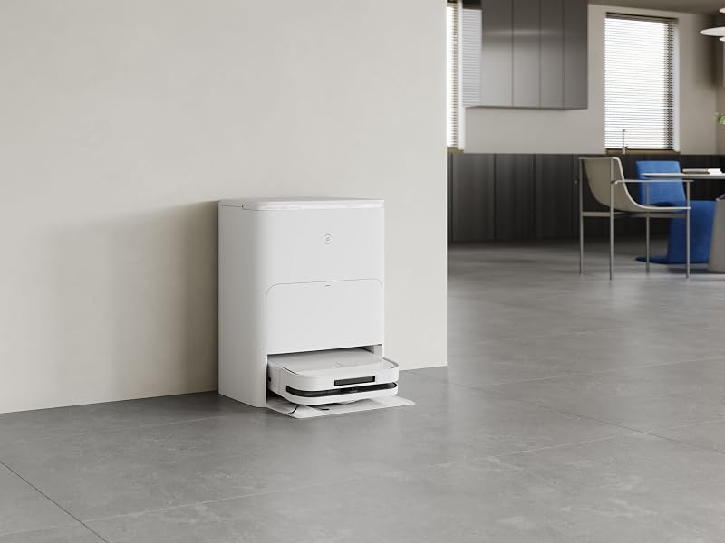 ECOVACS DEEBOT X5 Omni Robot Vacuum com estação tudo-em-um, 12800 Pa, ZeroTangle, TruEdge™ Adaptive Edge Mopping, esfregando com água quente a 70 °C