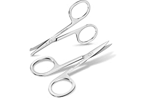 Natzerat 6-Pack Small Nose Hair Grooming Scissors Rounded and Curved Tip,Sharp Manicure Scissors Beauty All Purpose for Men Women Beard Mustache,Ear Hair,Eyelashes Eyebrow Trimming(Mix-Pack)