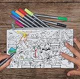 Doodle Dinosaur Pencil Case, Color Your Own Pencil Case, Coloring Pencil Case with Washable Fabric Markers