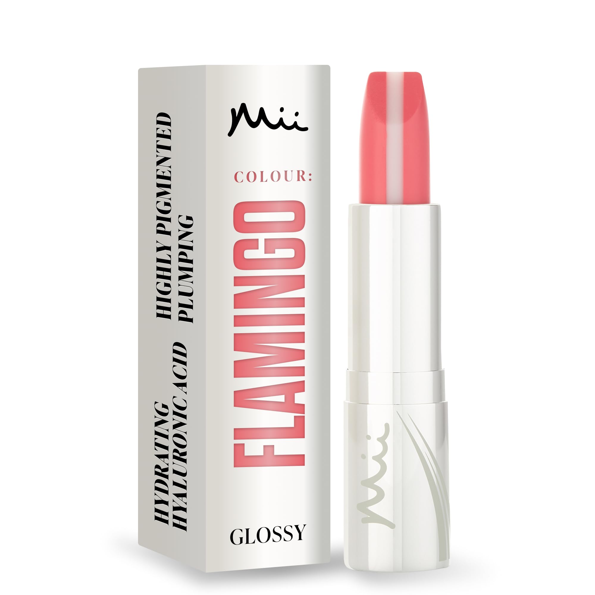 Mii Cosmetics HydraBoost Lip Lover Lipstick, Long Lasting, Packed with Hyaluronic Acid, High Impact Colour, Glossy Luminous Finish, Moisturising Lipstick for Healthy & Plump Lips, Flamingo