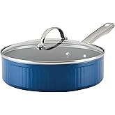Farberware Style Nonstick Cookware Saute Pan with Lid, Dishwasher Safe, 3 Quart - Blue
