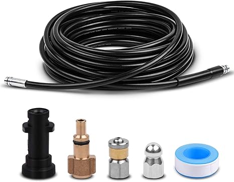15m Pressure Washer Drain Pipe Hose Cleaning Kit With Jet Nozzle And Rotating Jet Nozzle For Karcher K2 K3 K4 K5 K6 K7 Series And Lavor Household Use Pressure Washer Amazon De Baumarkt