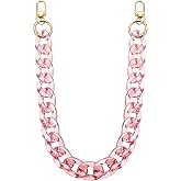 Elegaperma Acrylic Purse Chain,17In Detachable Pink Acrylic Chain for Purse | Acrylic Bag Chain, Acrylic Transparent Pink Acrylic Chains For Bags, Purse Handle Decor