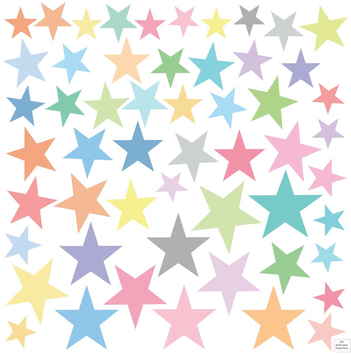 Amazon.com: Pastel Rainbow Stars Wall Decals 5 Point Star Decals Matte