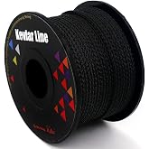 emma kites 100% Black Kevlar Braided Cord (0.4~4.6mm Dia, 50lb~1700lb) High Strength, Abrasion Flame Resistant, Tough Survival Tactical Cord Model Rocket Paracord Snare Line Fishing Assist Cord