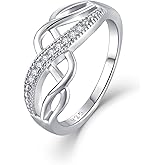 Aprila Women Ring 925 Sterling Silver 3A Cubic Zirconia Crisscross Promise Ring for Women