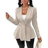 SKAYS Blazers for Women Business Casual Long Sleeve Solid Blazers & Suit Jackets Office Button Knit Cardigan