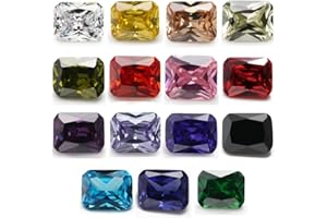 JIANGYUANGEMS Octangle Cut 5A Cubic Zirconia Stone Mix 15 Colors Loose CZ Stones Synthetic Gemstone for Jewelry Making