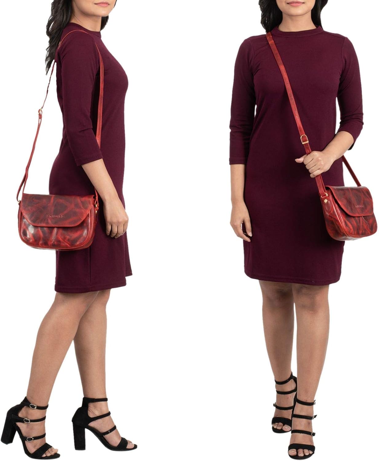 STILORD "Esther" Ladies Handbag Shoulder Bag Leather Vintage Women's Bag Classic Evening Party Bag Genuine Leather Colour:Kara - red - Image 3