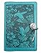 Modern Artisans Hummingbird American-Made Embossed Leather Writing Journal Cover in Teal, 6 x 9-inch + Refillable Hardbound Insert Book