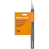 Fiskars Detail Craft Knife, Cool Gifts for Brother, Included with Protective Cover, 8", Exacto Knife for Crafting, Orange