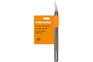 Fiskars SoftGrip Detail Craft Knife - 8" Exacto Knife for Crafting - Multi-Use Exacto Blade Included with Protective Cover