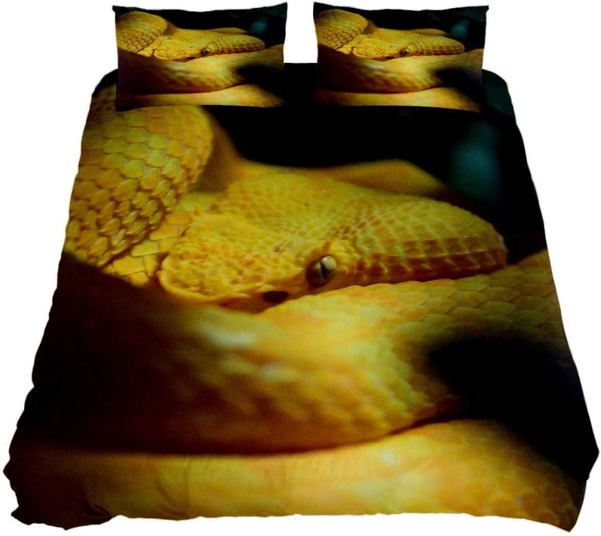 Yellow Snake Roll Up Bedding Sets Breathable Bedclothes 3 Pieces
