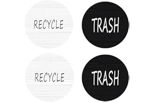 4Pcs Trash and Recycle Magnets Sticker, 4 Inch Rustic Style Magnetic Labels, Garbage Can Logo Symbol for Kitchen, Office, Ind