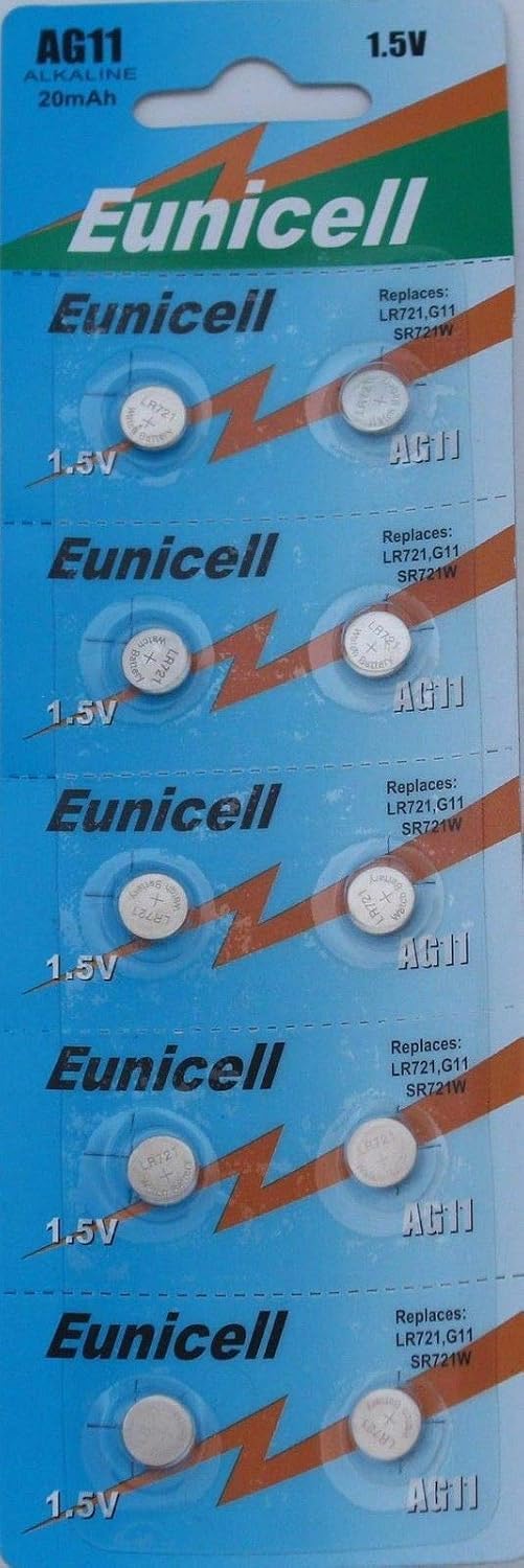 10 x AG11 Alkaline button cell batteries - G11 LR58 LR58SW LR721 LR721SW SR721W 361 362 type