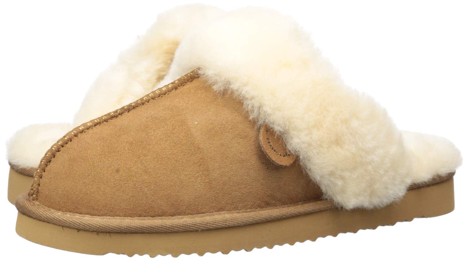 Fireside By Dearfoams Women's Sydney Slippers, Genuine Shearling Suede Scuffs, Memory Foam Slip-in House Shoes