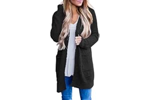 MEROKEETY Women's Long Sleeve Soft Chunky Knit Sweater Open Front Cardigans Outwear Coat