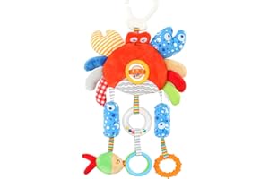littlove Roadtrip Car Seat Toys for Baby 6-12 Months, Infant Travel Sensory Toys with Clip, Soft Montessori Hanging Plush Toys Wind Chime, Teether, Rattle, Squeaky for Newborn Boy Girl Gifts