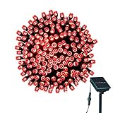 LOENDE Outdoor Solar String Lights, 72ft 200 LED 8 Modes Waterproof Red Fairy String Lights for Valentine's Christmas Tree Wreath Party Patio Lawn Yard Indoor Wedding Decor
