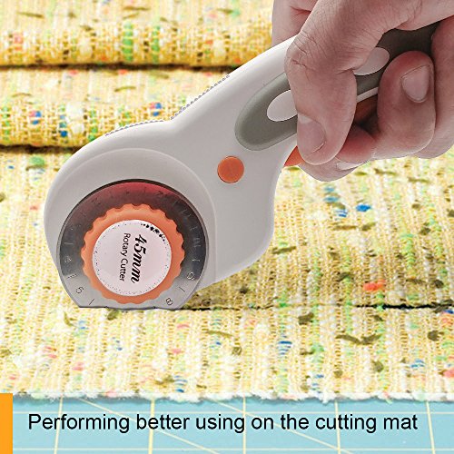 45mm Rotary Cutter Set for Sewing Fabric Leather Quilting Tools with 5 Replacement Pinking Rotary Blades …