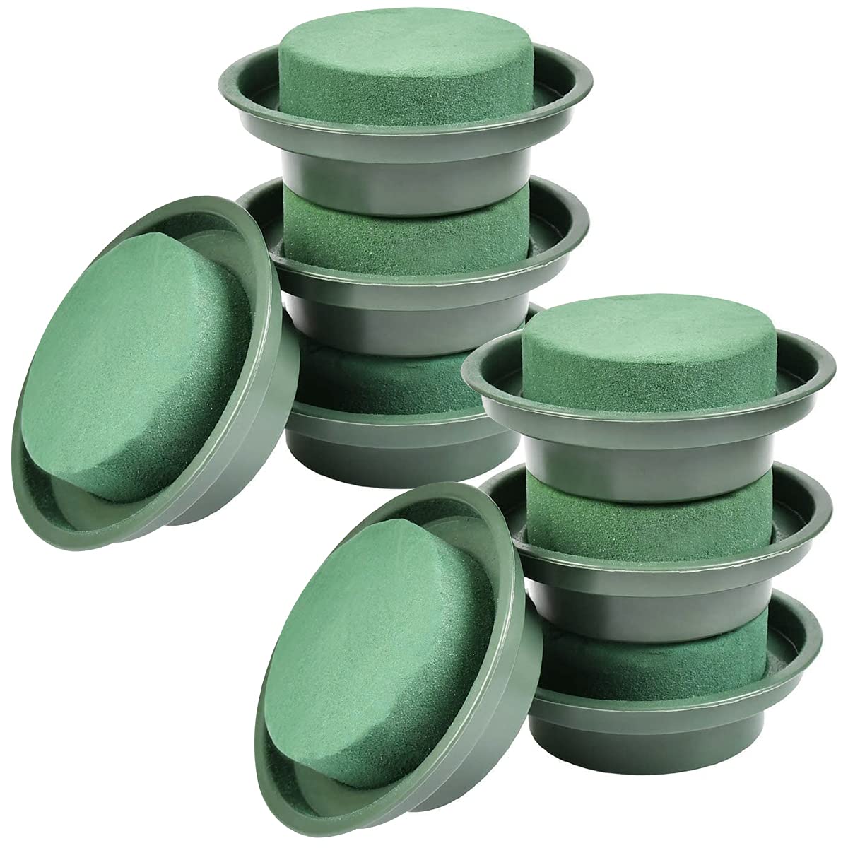 Jicyor Floral Foam, 8PCS Green Round Floral Foam with bowl, DIY Flower Arrangement Kit Floristry Supplies, Flower Foam for Floral Crafts Wedding Decoration and Ornament Florist
