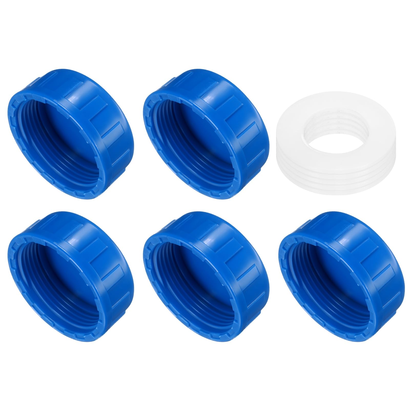 Photo 1 of uxcell 5Pcs 1-1/2 Inch PT Female Thread PVC Pipe Fitting Cap, Cleanout Water Drain End Caps, Pipe Plug Socket Fittings with Gasket for Water Heater Supply Lines, Plumbing, Blue