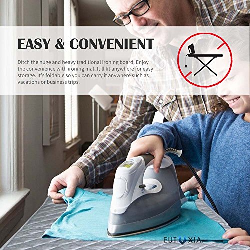 Eutuxia Magnetic Ironing Blanket. Alternative for Iron Board. Portable Cover for Washer, Dryer, Table, Bed, Countertop. Dry Safe & Heat Resistant Pad. Quilted Laundry Mat fo Everywhere.[23 x 20.5 in] - Thumbnail 3