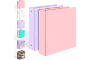 SOOEZ 2 Pack BinderX Extra Durable 3 Ring Binder, 2 Inch Binder Round Ring, Fits 900 Sheets of 8.5x11 Paper, Customizable View Cover with Inside Pockets, Cute School Supplies for Girls, Pink & Purple