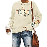 Tuislay Christian Sweatshirt Womens Jesus God Pullover Bible Verse Crewneck Sweatshirts Religious Cross Graphic Shirts