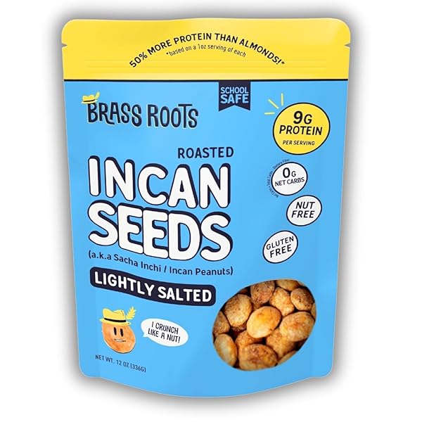 BRASS ROOTS ORGANIC ROASTED SACHA INCHI SEEDS, LIGHTLY SALTED | KETO, PALEO, ALLERGEN FREE, LOW FODMAP (12 OZ, PACK OF 1), SEEN ON SHARK TANK