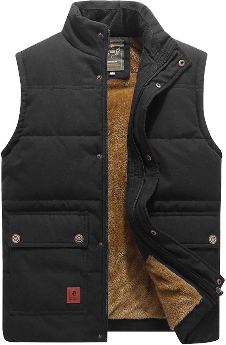 Flygo Men's Winter Warm Outdoor Padded Puffer Vest Thick Fleece Lined Sleeveless Jacket at  Men’s Clothing store
