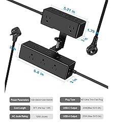 Dual Layer Desk Clamp Power Strip, 19 in 1 Desktop