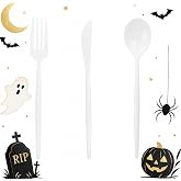 Supernal 180pcs White Plastic Silverware Set, White Utensils Disposable | Heavy Duty Disposable White Plastic Cutlery Includes 60 Forks, 60 Knives, 60 Spoons for Party, Wedding &amp; Everyday Use