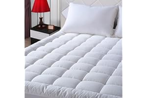 EASELAND RV King Mattress Pad Pillow Top Mattress Cover Quilted Fitted Mattress Protector Cotton Top 8-21" Deep Pocket Cooling Mattress Topper (72x80 Inches, White)