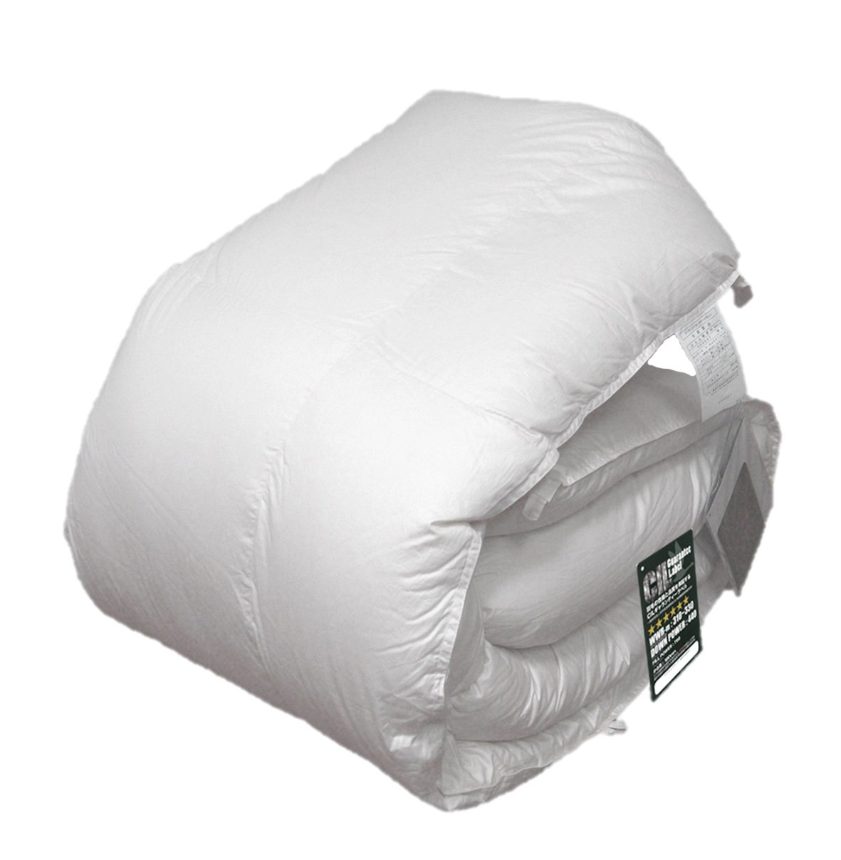 羽毛布団 ダブル ハンガリー産 ホワイト マザーグースダウン 95% 立体キルト 無地キナリ 60サテン 超長綿 国産 掛け布団 CIL ブラックラベル ダウンパワー440 日本製商品画像