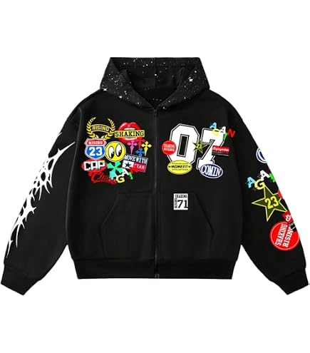 ジャケット・アウター 90s-00s SALOMON Tech Fleece Hoodie y2k CEINOM Men's Star Patch Zip Up Hoodie for Men Women Graphic