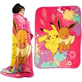 Pokemon Anime Pikachu and Eevee Kids Bedding Super Soft Micro Raschel Throw, 46 in x 60 in, (Official Licensed Product) by Franco