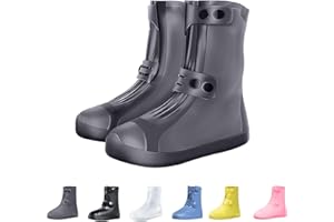 RINJOY Waterproof Shoe Covers Non-Slip Rain Shoe Covers Reusable Silicone Shoes Covers For Rain Resistant Rain Boots For Men Women Outdoor Overshoes Protection