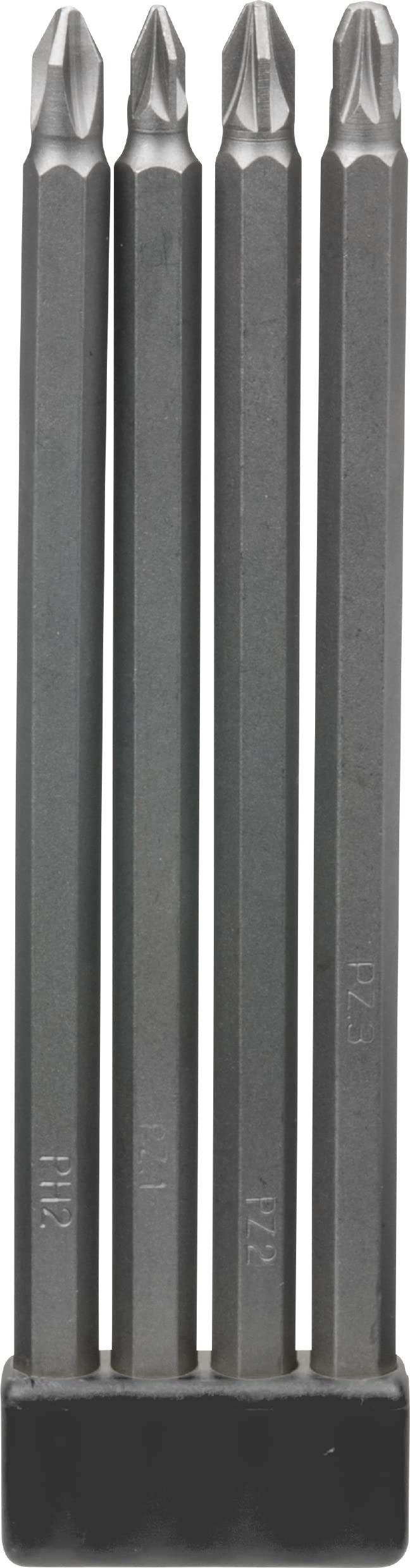 kwb Screwdriver Bit Set - 4 Pieces 150 mm Magnetic Extra Long 1/4 Inch ISO 1173 E 6.3